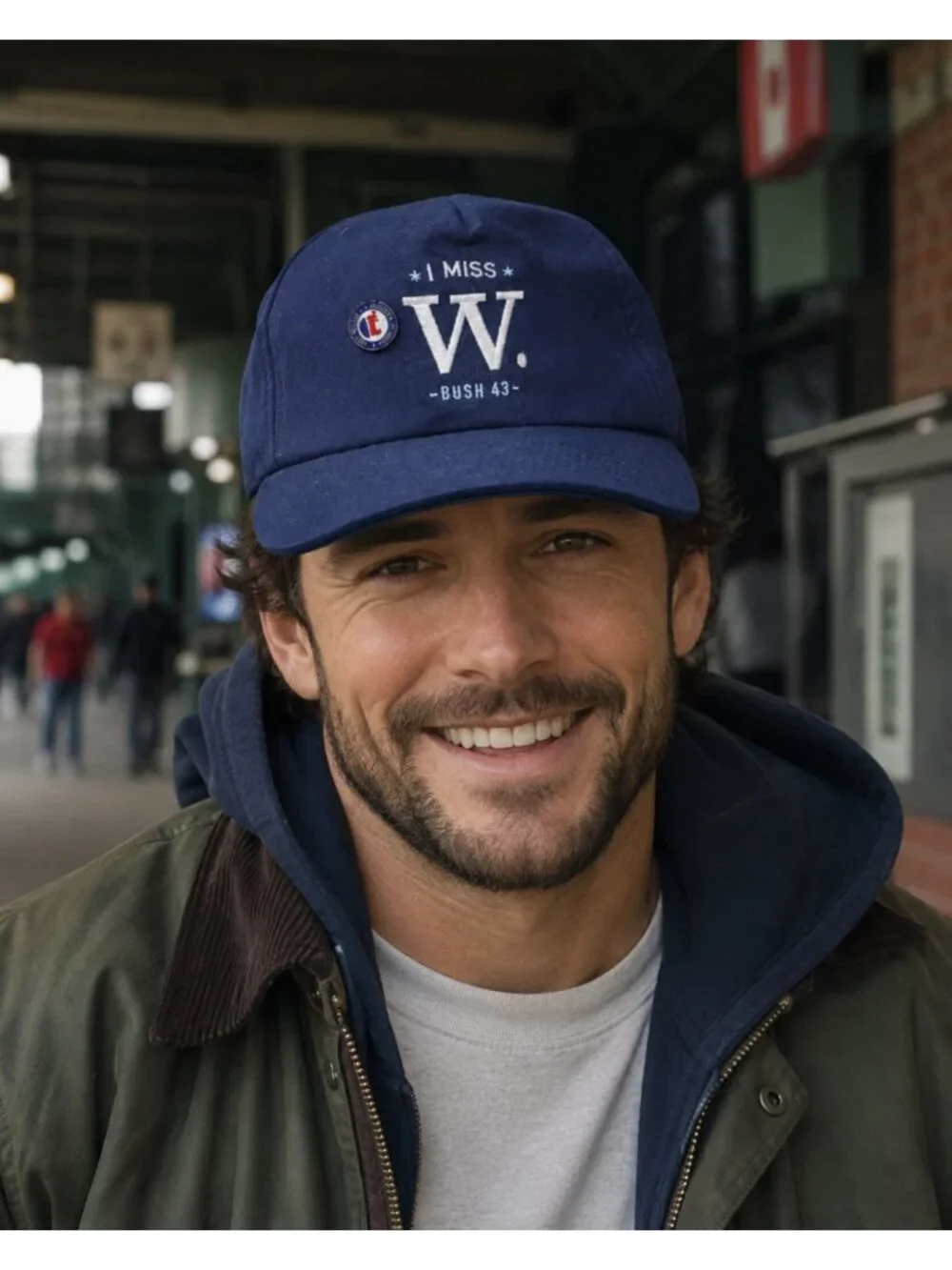 Washington Senators I Miss Bush Hat- Classic Style by CapAmerica Cap-Fitted Blue